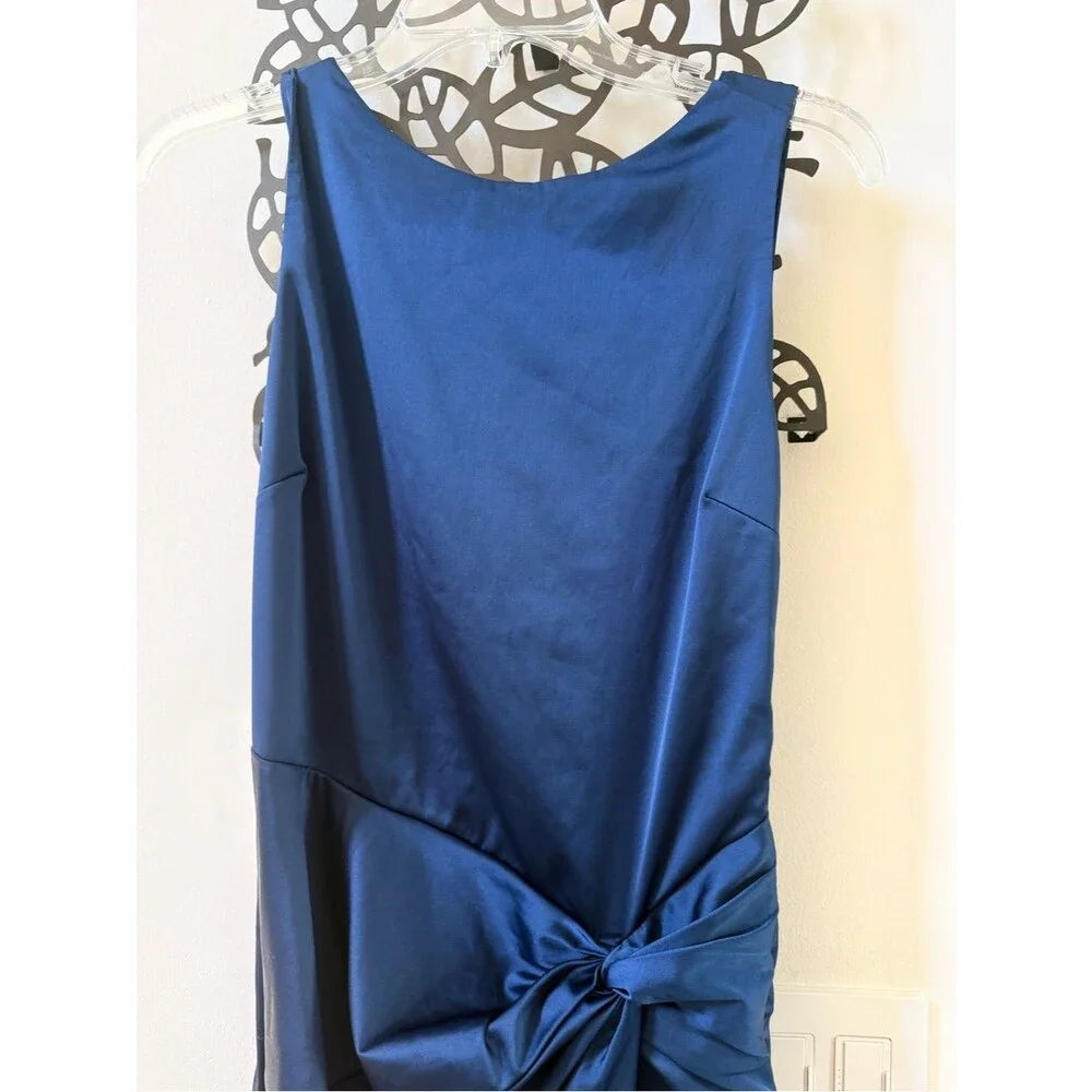 Abercrombie & Fitch Split Knot Draped Skirt Maxi Satin Dress in Navy M NWOT